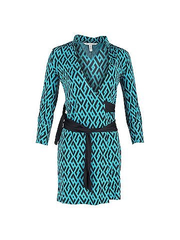 Diane von Furstenberg Diane Von Furstenberg Tessa Wrap Dress in Turquoise Silk (view 1)