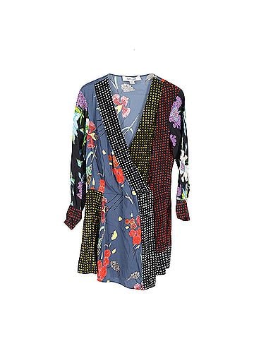 Diane von Furstenberg Diane von Furstenberg Patchwork Mini Dress in Multicolor Silk (view 1)