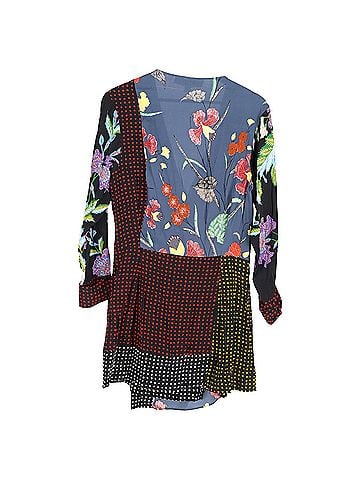 Diane von Furstenberg Diane von Furstenberg Patchwork Mini Dress in Multicolor Silk (view 2)