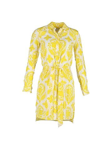 Diane von Furstenberg Diane Von Furstenberg Vera Printed Shirt Dress in Yellow Silk (view 1)