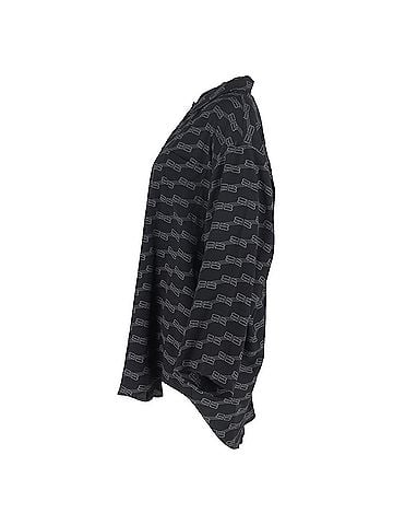 Balenciaga  Balenciaga BB Logo Long Sleeve Shirt in Black Silk (view 2)
