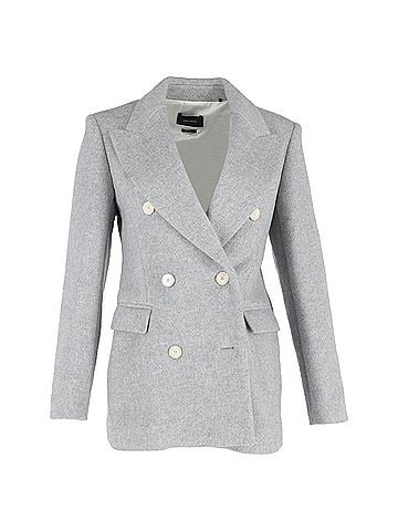 Isabel Marant Isabel Marant Eleyani Double-Breasted Brushed Blazer in Grey Wool (view 1)