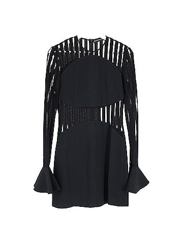 David Koma David Koma Macramé Long-sleeve Cady Mini Dress In Black Acetate (view 1)