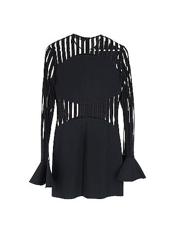 David Koma David Koma Macramé Long-sleeve Cady Mini Dress In Black Acetate (view 2)