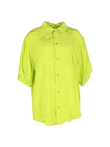 Balenciaga  Balenciaga Handwritten Minimal Shirt in Neon Green Viscose (view 1)