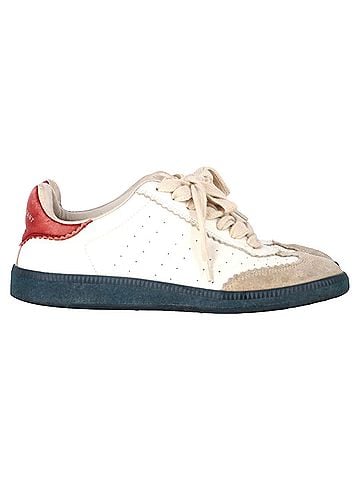 Isabel Marant  Isabel Marant  Bryce Lace-Up Sneakers in White Leather and Suede (view 1)