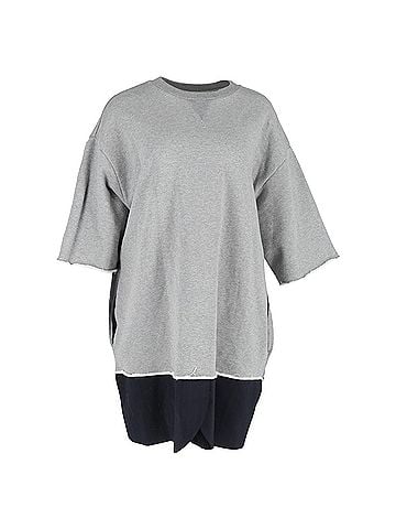 Maison Margiela MM6 Maison Martin Margiela Color-Block Sweater Dress in Grey and Black Cotton (view 1)