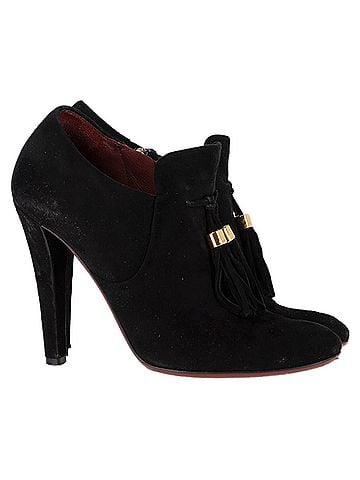 Gucci  Gucci Mischa Tassel Detail Ankle Boots in Black Suede (view 1)
