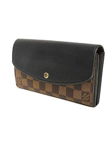 Louis Vuitton Louis Vuitton LOUIS VUITTON Long Wallet Portefeuille Normandie Logo Taurillon Black Ebene Brown Bi-fold Damier Noir N61261 Men's Women's (view 2)