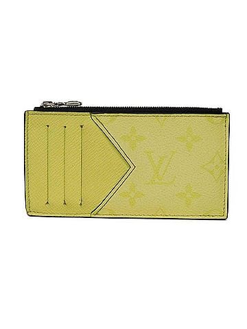 Louis Vuitton Louis Vuitton coin case/card holder with LV logo, flower design, pastel color, RFID chip, Taigarama monogram, lemonade M14109, men's wallet. (view 1)
