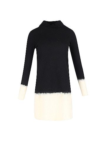 Escada Escada High Neck Quarter-Sleeve Top in Black Wool (view 1)