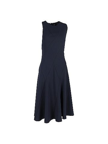 Theory  Theory Curved Seam Midi Sleeveless Dress in Navy Blue Polyester (view 1)