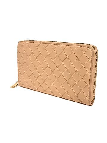 Bottega Veneta Bottega Veneta Maxi Zip-Around Wallet with RFID Protection, Intrecciato Weave, Almond Pattern, 608053 VCPP2 2700, for Men and Women. (view 2)