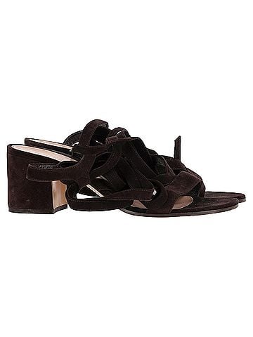 Gianvito Rossi Gianvito Rossi Strappy Block-Heel Sandals in Brown Suede (view 1)