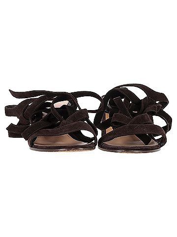 Gianvito Rossi Gianvito Rossi Strappy Block-Heel Sandals in Brown Suede (view 2)