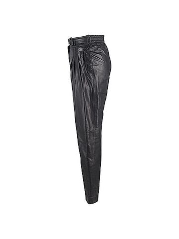Alberta Ferretti  Alberta Ferretti Belted Accent Tapered Pants in Black Leather (view 2)
