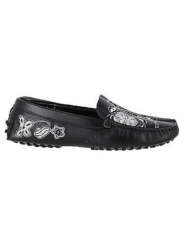 Tod's  Tod's Embroidered Loafers in Black Leather (view 1)