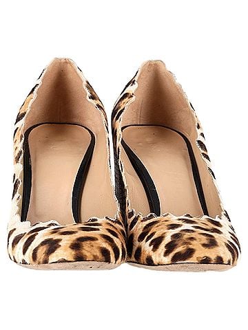 Chloé  Chloé Leopard Scallop Pumps in Brown Pony Hair (view 2)