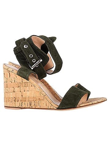 Gianvito Rossi Gianvito Rossi Portofino Wedge in Green Suede (view 1)