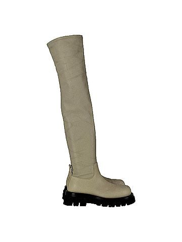 Bottega Veneta  Bottega Veneta The Lug Over-The-Knee Boots in Ivory Leather (view 1)