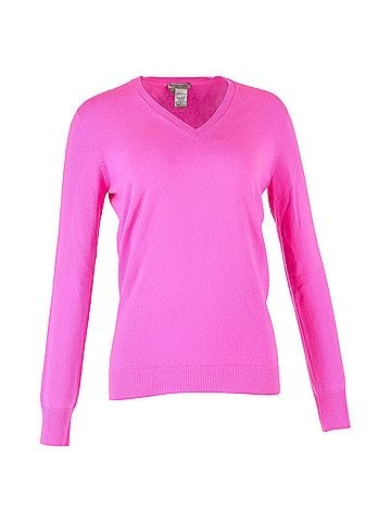Bottega Veneta  Bottega Veneta Knitted V-Neck Sweater in Pink Wool (view 1)