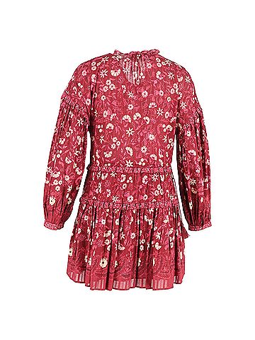 Ulla Johnson  Ulla Johnson Marigold Floral Printed Mini Dress in Red Cotton (view 1)