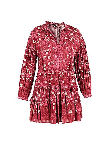 Ulla Johnson  Ulla Johnson Marigold Floral Printed Mini Dress in Red Cotton (view 2)
