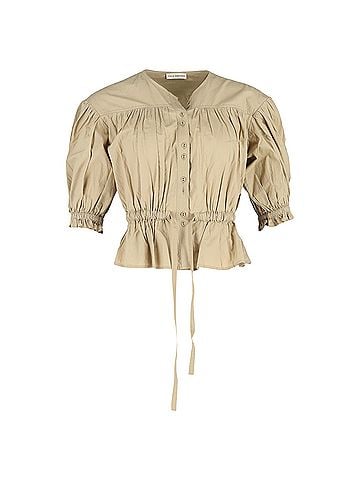 Ulla Johnson Ulla Johnson Minnie Gathered Blouse In Beige Cotton (view 1)