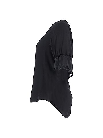 Chloé  Chloé V-Neck Scalloped Sleeve Blouse in Black Silk (view 2)