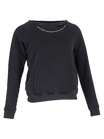 Saint Laurent Saint Laurent Ripped Sweatshirt With Chain Detail in Black Cotton (view 1)