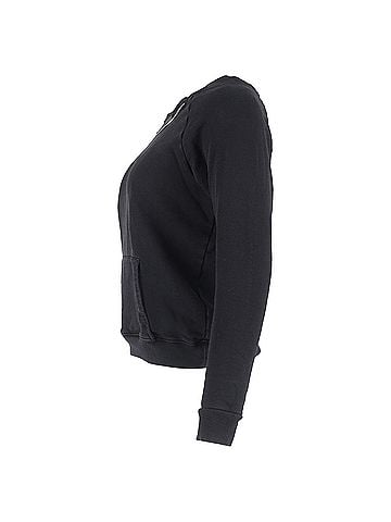 Saint Laurent Saint Laurent Ripped Sweatshirt With Chain Detail in Black Cotton (view 2)