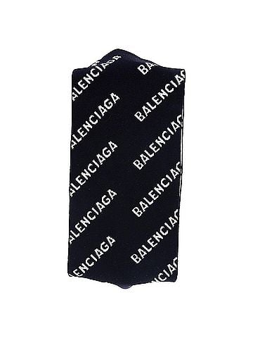 Balenciaga  Balenciaga Logo-Intarsia Scarf in Navy Blue Wool (view 2)