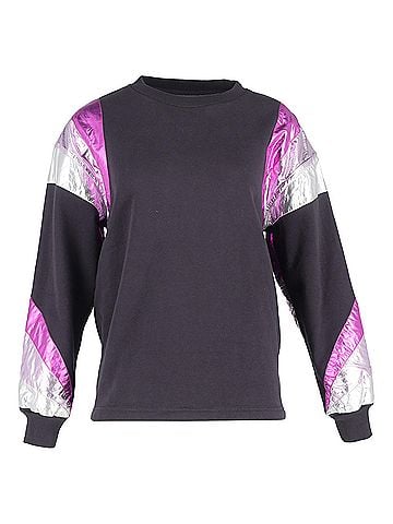 Isabel Marant Isabel Marant Menji Metallic Stripe Sweatshirt In Faded Black Cotton  (view 1)