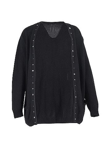 Saint Laurent Saint Laurent Embellished Open Cardigan in Black Wool (view 1)