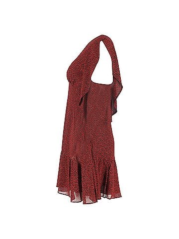 Michael Kors MICHAEL Michael Kors Printed Cascade-Sleeve Mini Dress in Red Polyester (view 2)