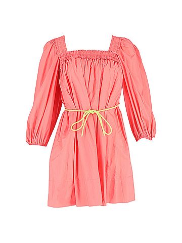 Zimmermann Zimmermann Nina Pleated Shirred Mini Dress In Coral Cotton (view 1)