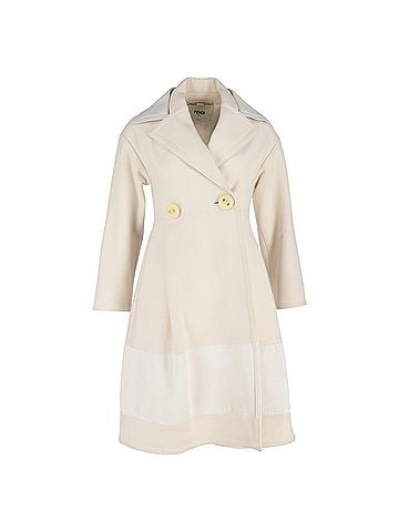 Fendi Fendi Double-Breasted Coat in Cream Wool (view 1)