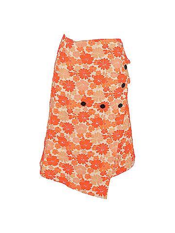 Jil Sander  Jil Sander Floral-Jacquard Midi Wrap Skirt in Orange Polyester (view 1)
