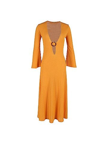 Dodo Bar Or Dodo Bar Or Junna Ring-Embellished Cutout Ribbed-Knit Maxi Dress In Yellow Viscose (view 1)