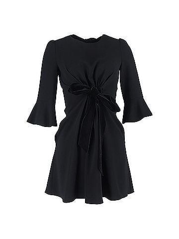 Diane von Furstenberg Diane von Furstenberg Bow Detail Mini Dress in Black Wool (view 1)