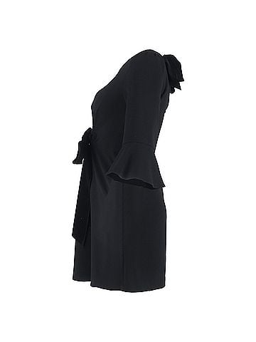 Diane von Furstenberg Diane von Furstenberg Bow Detail Mini Dress in Black Wool (view 2)