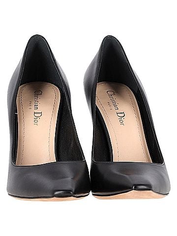 Christian Dior  Christian Dior Square-Toe Pumps in Black Leather (view 2)