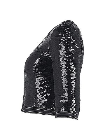 Chanel Chanel Zipped Sequined Cropped Blazer in Black Polyester (view 2)