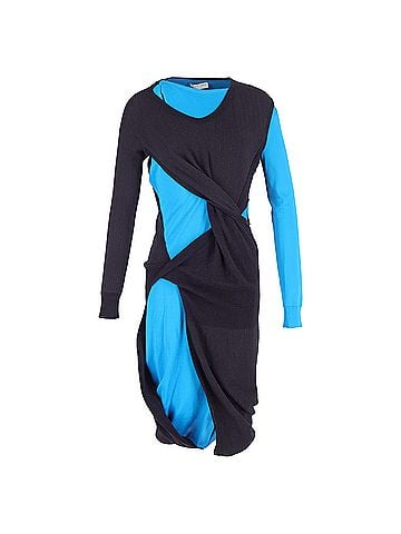 Bottega Veneta  Bottega Veneta Deconstructed Midi Dress in Blue and Purple Polyamide (view 1)