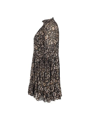 Ulla Johnson  Ulla Johnson Paisley Printed Mock Neck Mini Dress in Brown Silk (view 2)