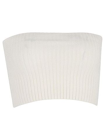 Chloé  Chloé Ribbed Knit Tube Top in White Wool (view 1)