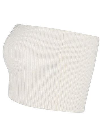 Chloé  Chloé Ribbed Knit Tube Top in White Wool (view 2)
