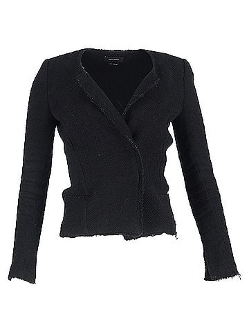 Isabel Marant  Isabel Marant Laurie Herringbone Blazer in Black Cotton Tweed (view 1)