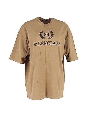 Balenciaga Balenciaga Logo-Print Jersey T-Shirt in Brown Cotton (view 1)