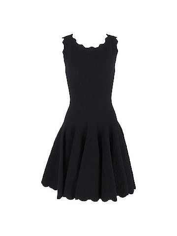 Alaïa Alaïa Scalloped Mini Dress in Black Wool (view 1)
